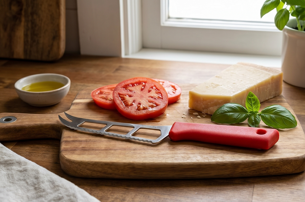 Messermeister Petite Messer 6” Cheese & Tomato Knife, Red - German 1.4116 Stainless Steel & Ergonomic Handle - Lightweight, Rust Resistant & Easy to Maintain