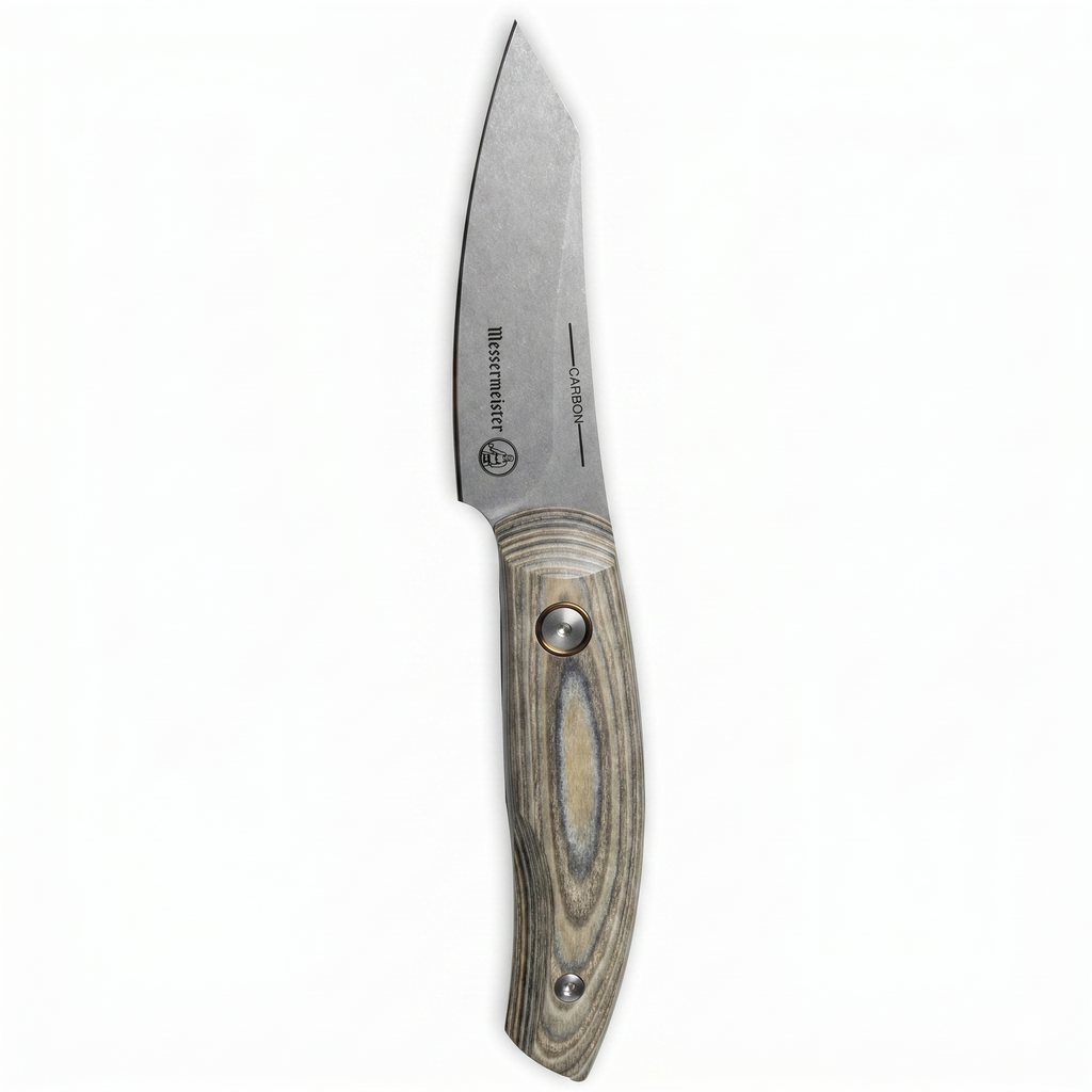 Messermeister Carbon 3.5” Paring Knife - Bohler K110 High Carbon Steel with a Ceramic Stonewash Finish - Resin-Stabilized Wood Handles - Handcrafted in Maniago, Italy