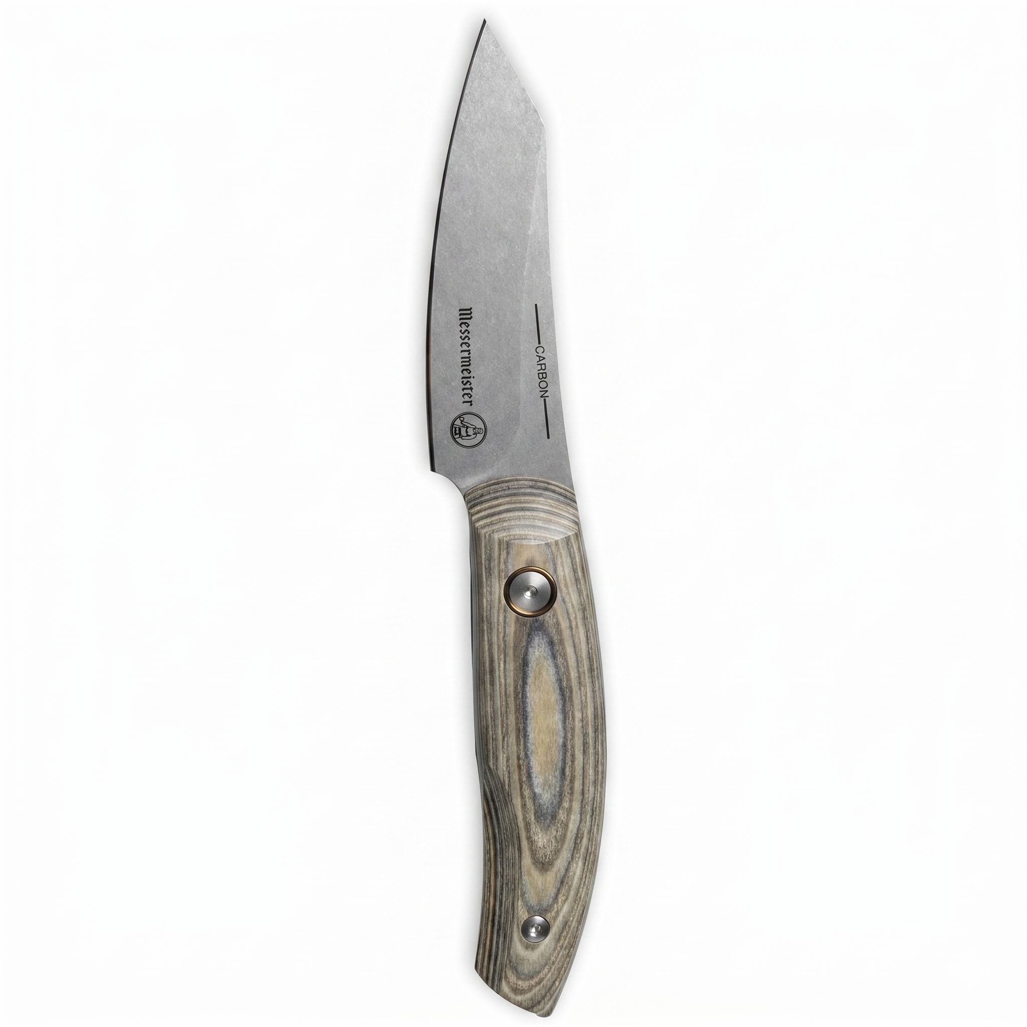 Messermeister Carbon 3.5” Paring Knife - Bohler K110 High Carbon Steel with a Ceramic Stonewash Finish - Resin-Stabilized Wood Handles - Handcrafted in Maniago, Italy