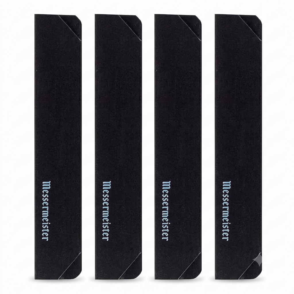 Messermeister 4-Piece Steak Knife Edge-Guard, Black - Fashionable & Functional Knife Protector for Steak Knives - 2 Blade Entry Notches - Includes 4 Steak Knife Edge Guards