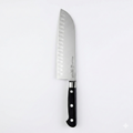 Messermeister Meridian Elite 7” Kullenschliff Santoku Knife - Japanese Chef’s Knife - German Steel Alloy Blade - Rust Resistant & Easy to Maintain