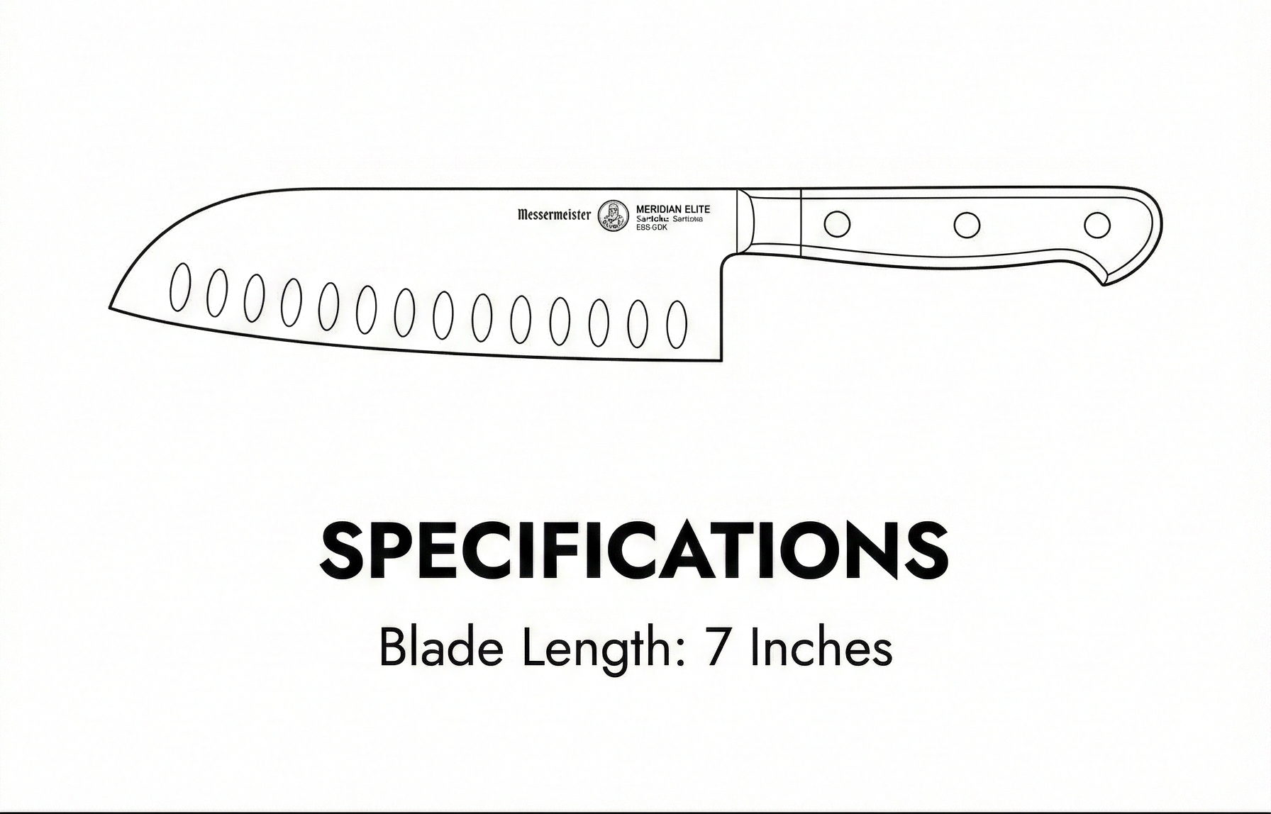 Messermeister Meridian Elite 7” Kullenschliff Santoku Knife - Japanese Chef’s Knife - German Steel Alloy Blade - Rust Resistant & Easy to Maintain