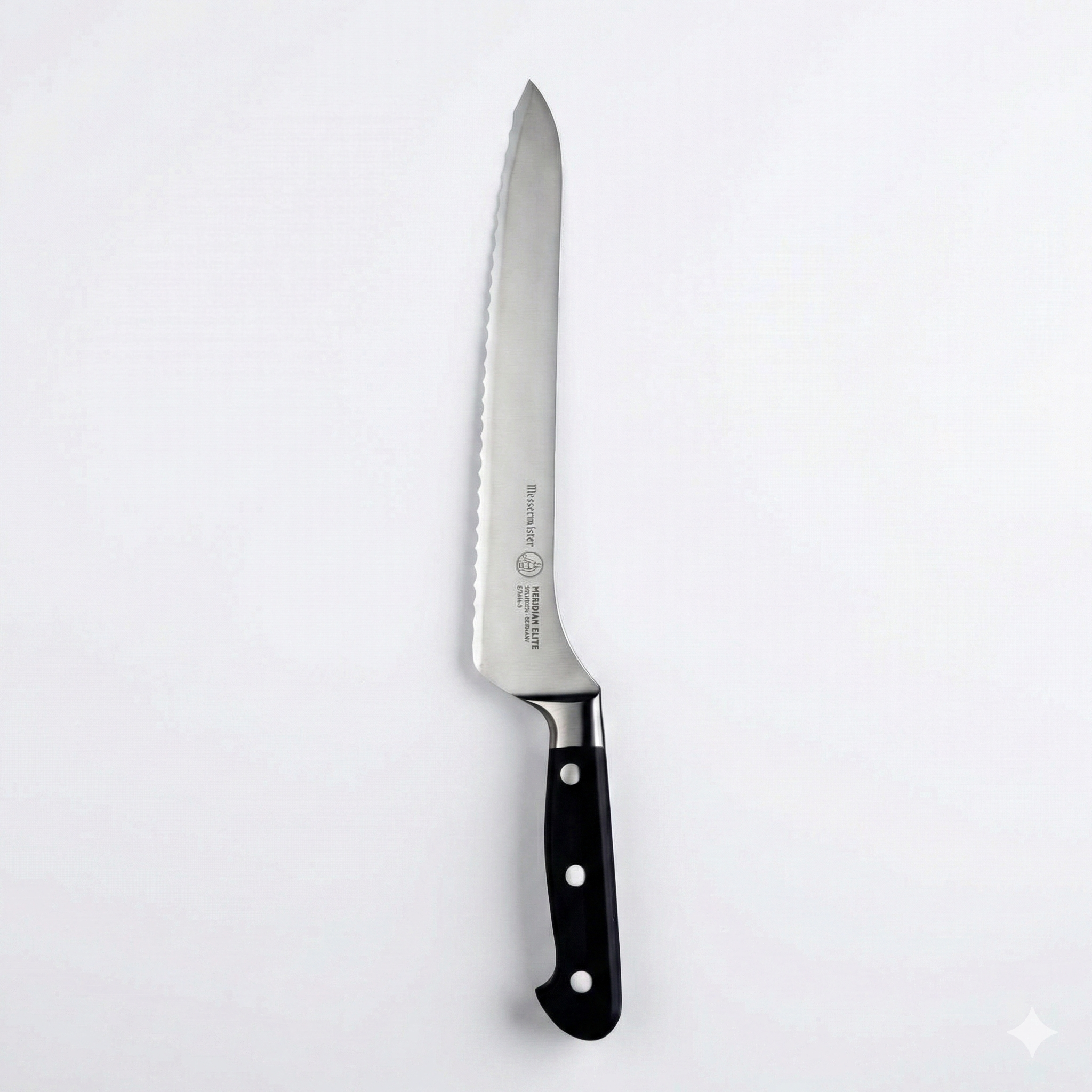 Messermeister Meridian Elite 8” Scalloped Offset Knife - Fine German Steel Alloy Blade - Rust Resistant & Easy to Maintain