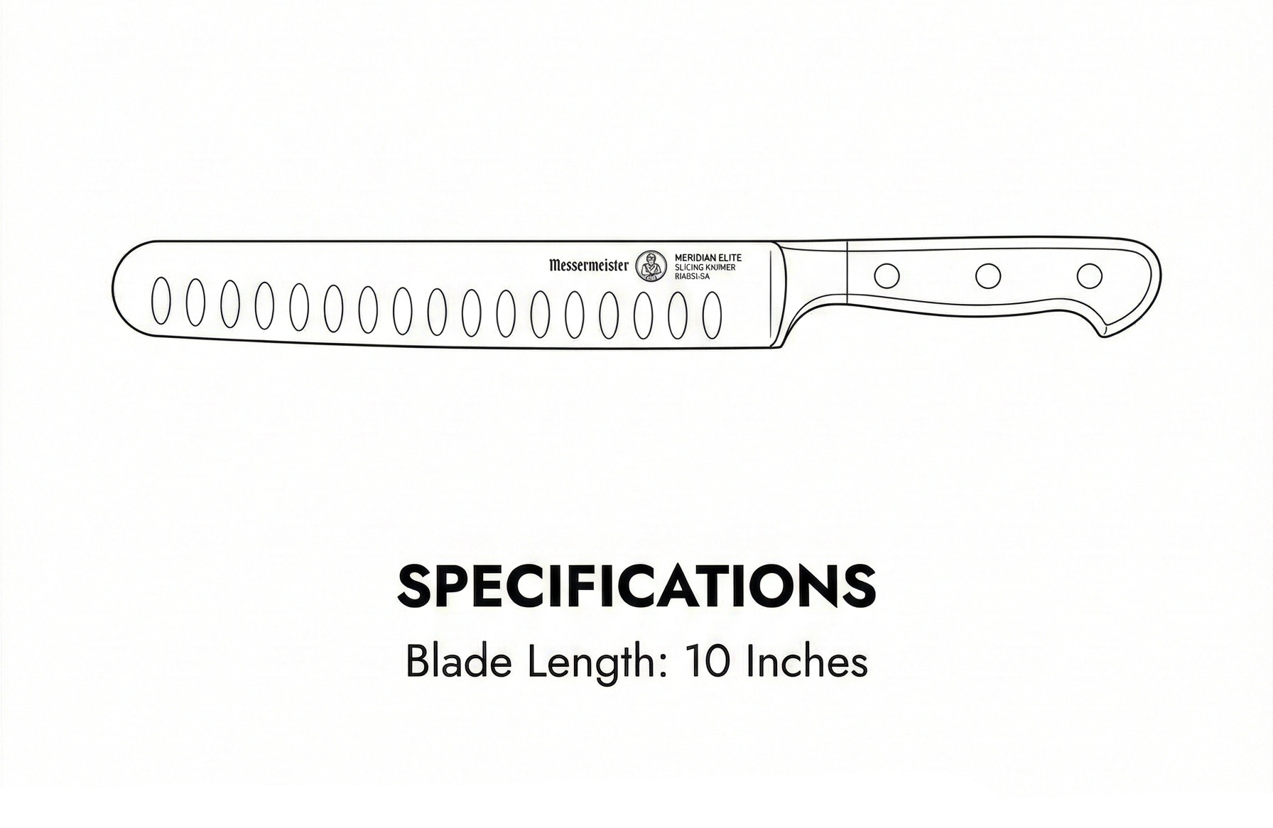 Messermeister Meridian Elite 10” Round-Tip Kullenschliff Slicer Knife - Fine German Steel Alloy Blade - Rust Resistant & Easy to Maintain