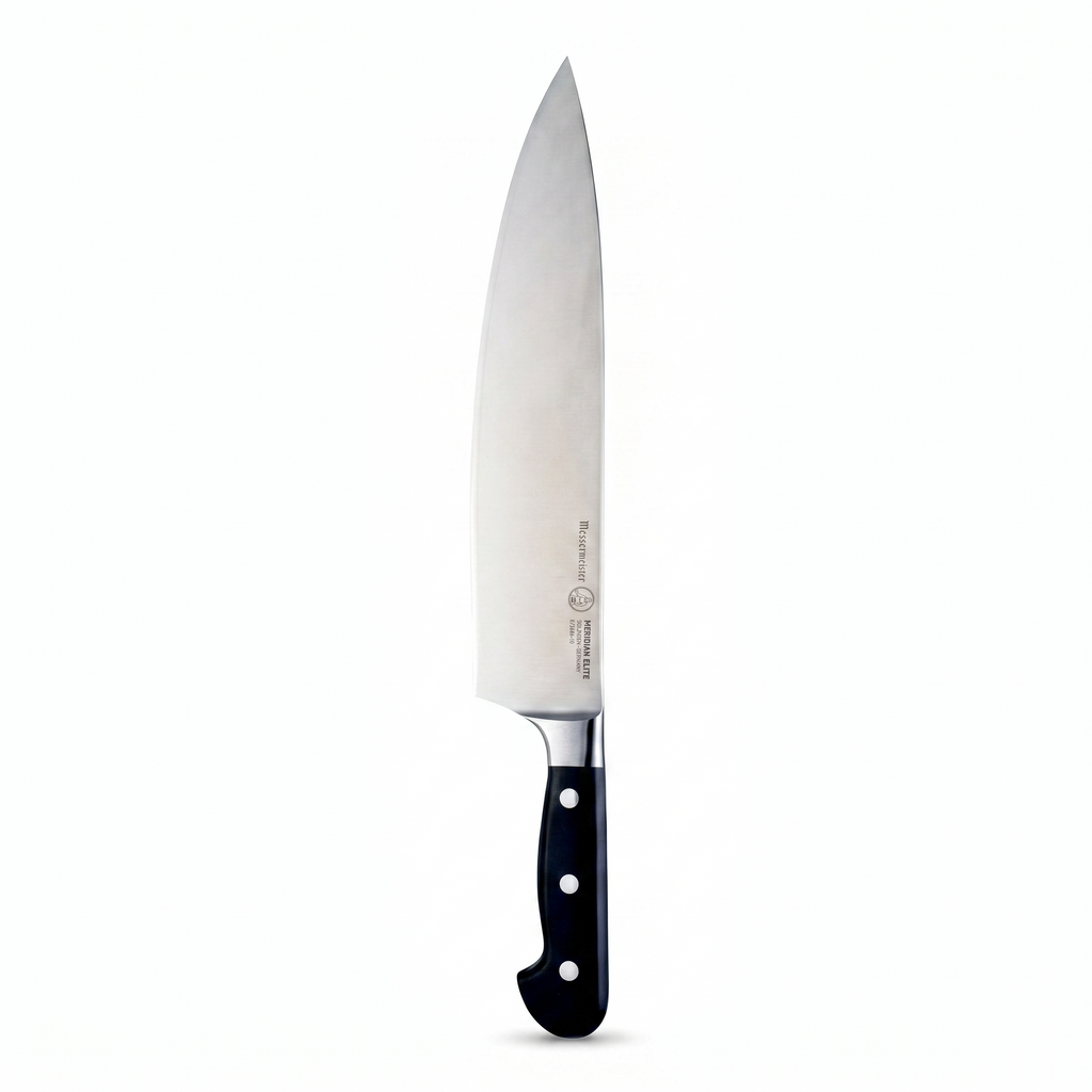 Messermeister Meridian Elite 10” Traditional Chef’s Knife - Fine German Steel Alloy Blade - Rust Resistant & Easy to Maintain