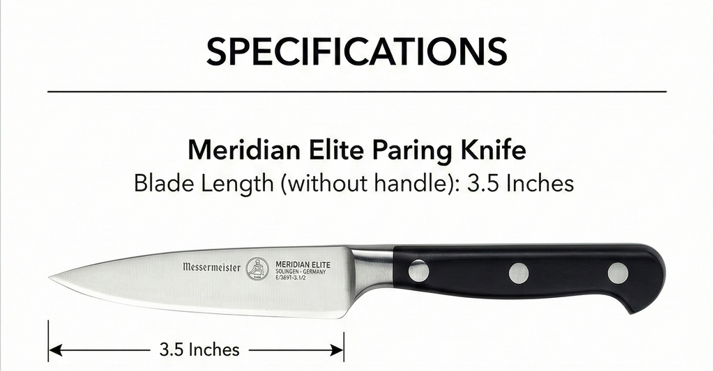 Messermeister Meridian Elite 3.5” Spear Point Paring Knife - Fine German Steel Alloy Blade - Rust Resistant & Easy to Maintain