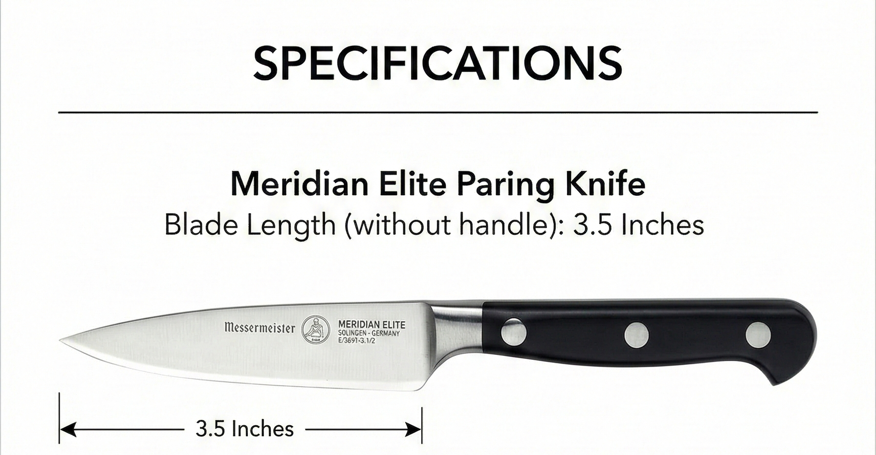 Messermeister Meridian Elite 3.5” Spear Point Paring Knife - Fine German Steel Alloy Blade - Rust Resistant & Easy to Maintain