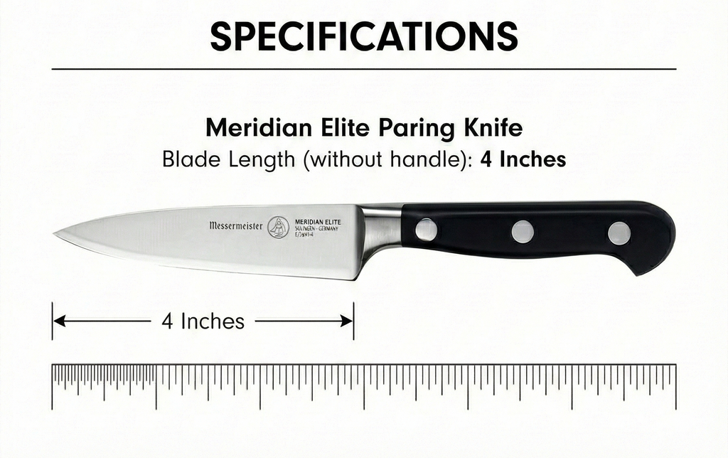 Messermeister Meridian Elite 4” Spear Point Paring Knife - Fine German Steel Alloy Blade - Rust Resistant & Easy to Maintain