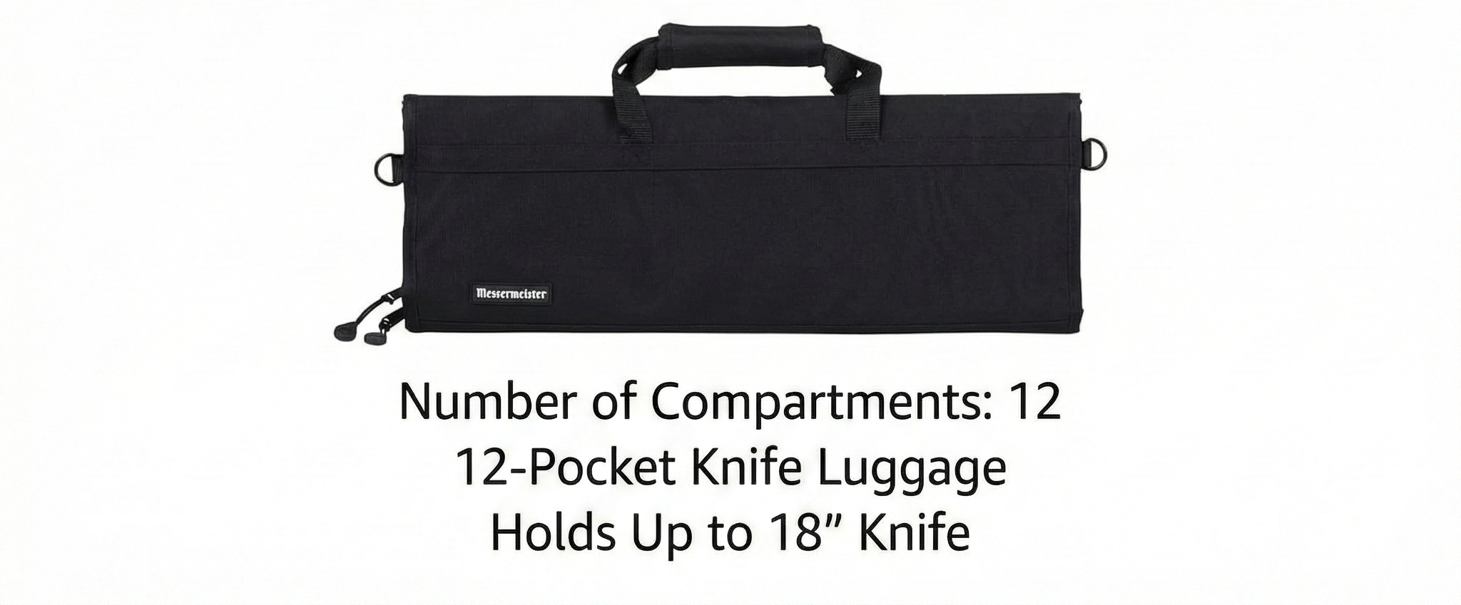 Messermeister Preservation 12-Pocket Knife Luggage, Black - 12 Elasticized, Reinforced Pockets for Culinary Tools - Holds Up to 18” Knife - Made From 100% Recycled Water Bottles