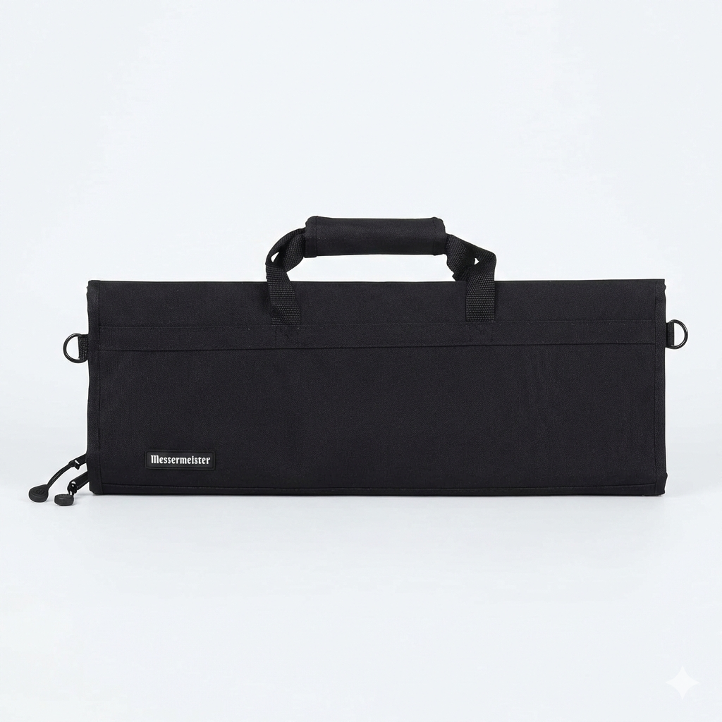 Messermeister Preservation 12-Pocket Knife Luggage, Black - 12 Elasticized, Reinforced Pockets for Culinary Tools - Holds Up to 18” Knife - Made From 100% Recycled Water Bottles
