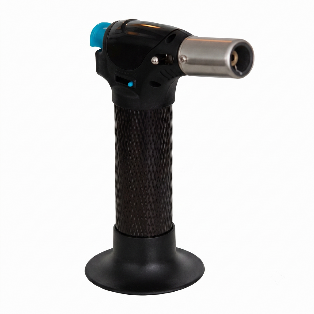Messermeister Cheflamme Mini Culinary Torch, Black - Up to 2,000 Degrees Fahrenheit & 35 Minute Burn Time - Self-igniting Piezo Ignition - Child-Proof Safety Lock - Fuel Sold Separately