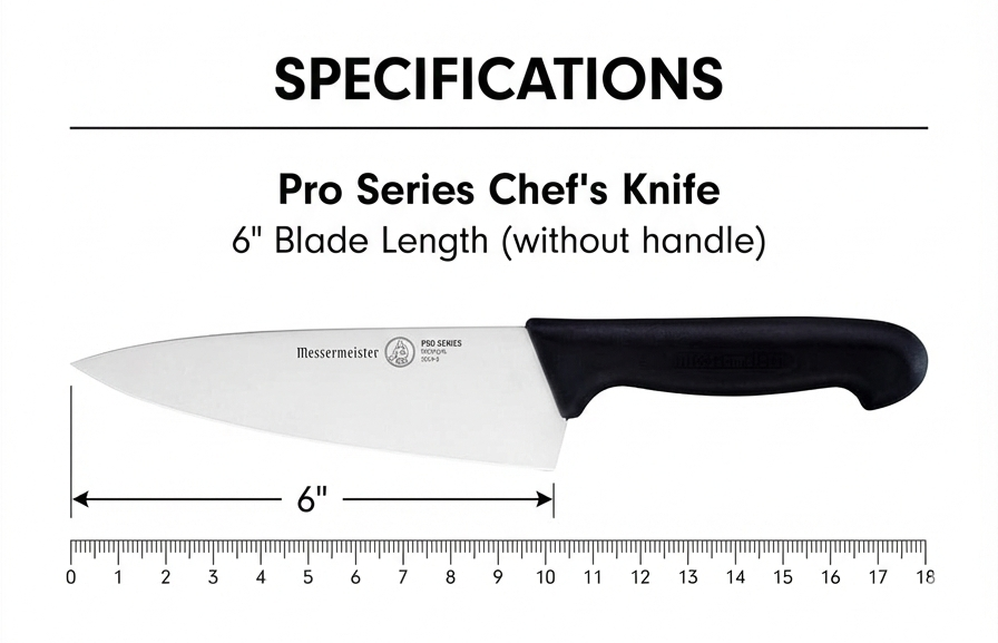 Messermeister Pro Series 6” Wide-Blade Chef’s Knife - German X50 Stainless Steel & NSF-Approved PolyFibre Handle - 15-Degree Edge, Rust Resistant & Easy to Maintain - Made in Portugal