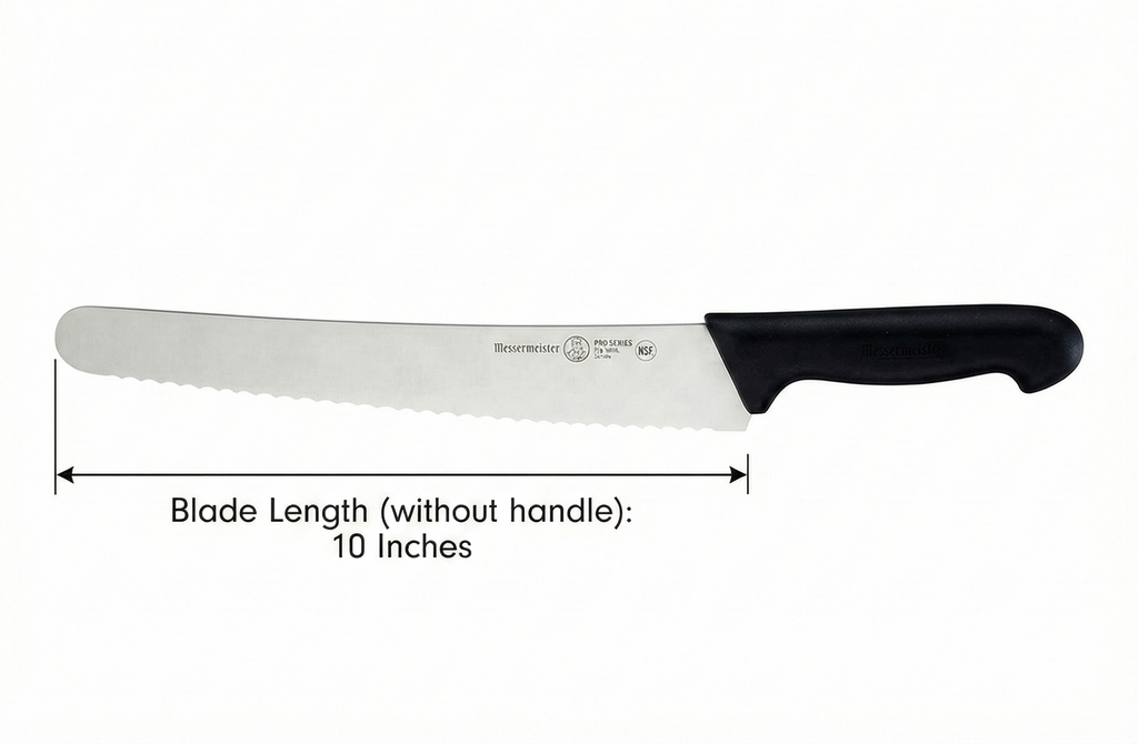 Messermeister Pro Series 10” Scalloped Round-Tip Bread Knife - German X50 Stainless Steel & NSF-Approved PolyFibre Handle - 15-Degree Edge, Rust Resistant & Easy to Maintain - Made in Portugal