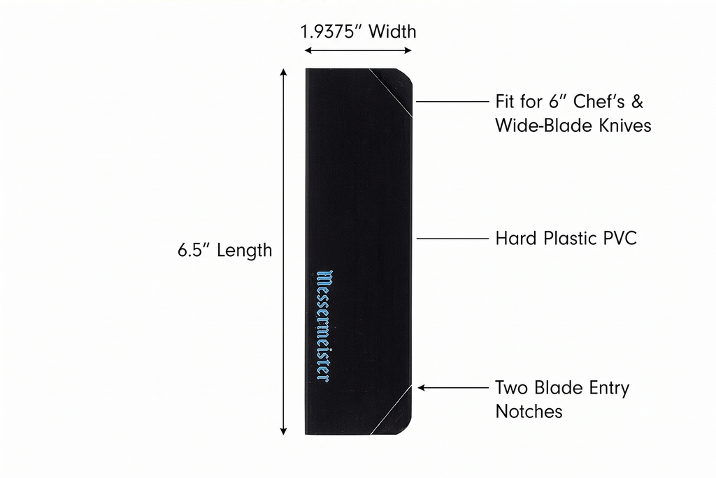 Messermeister 6” Chef’s Edge-Guard, Black - Fashionable & Functional Safety Accessory for Chef’s & Wide-Blade Knives - 2 Blade Entry Notches - 6.5” x 1.9375”