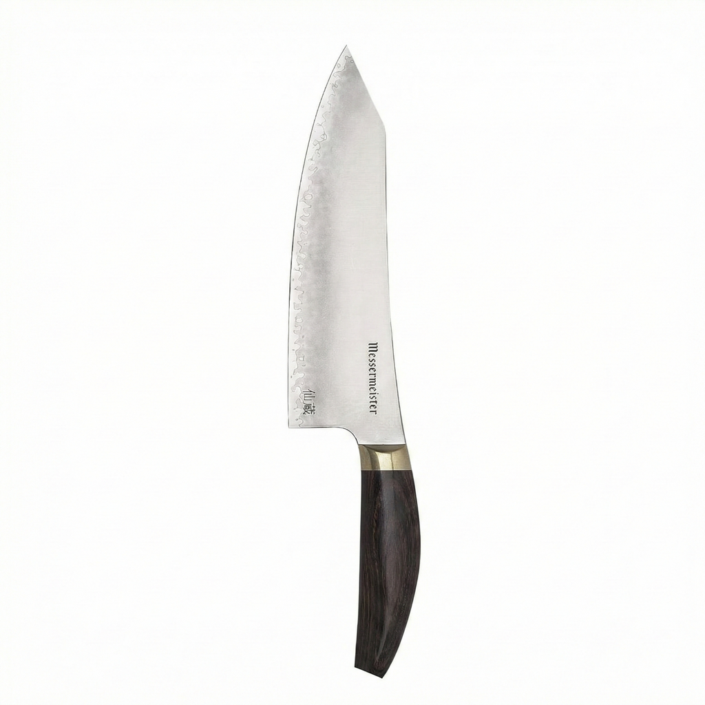 Messermeister Kawashima 8” Chef’s Knife - SG2 Powdered Steel, Eco-Brass Bolster & Walnut Pakkawood Handle - Made in Seki, Japan