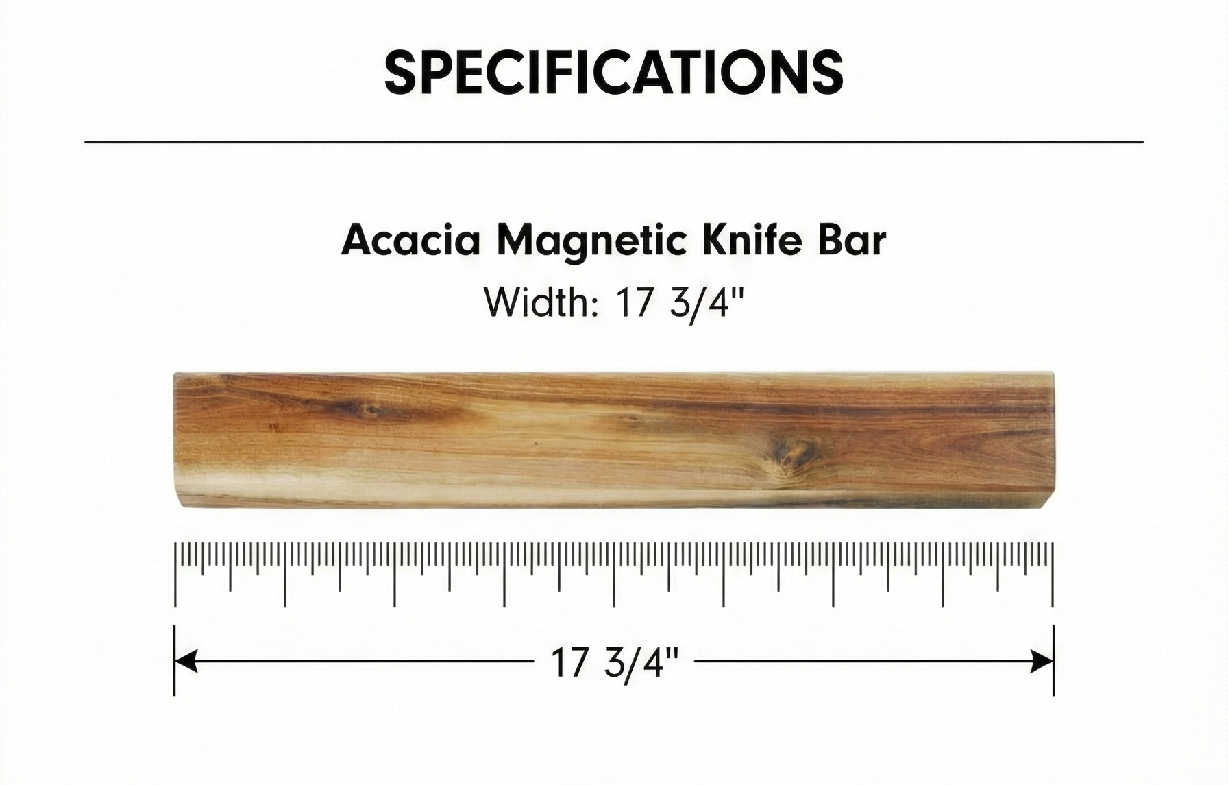 Messermeister Knife Magnet Bar, Acacia - Holds Up to 10 Knives - Easily Mounts to Wall & Includes Hardware + Mounting Instructions - 17 3/4"