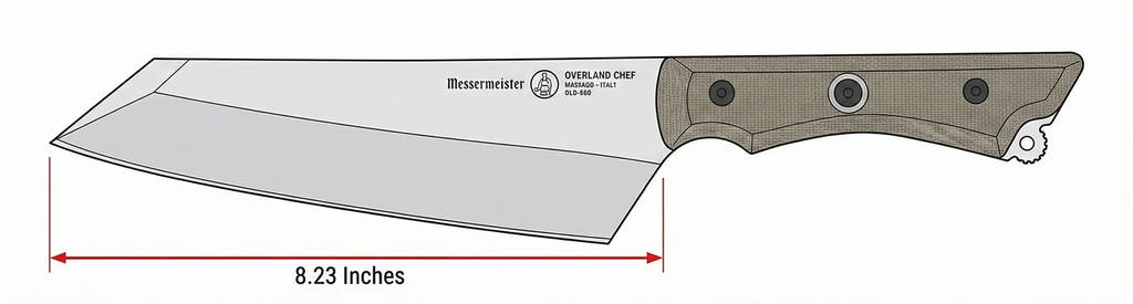 Messermeister Overland Chef 8” Chef’s Knife - Nitro Cobalt Steel, Canvas Micarta Handle & Hidden Bottle Opener