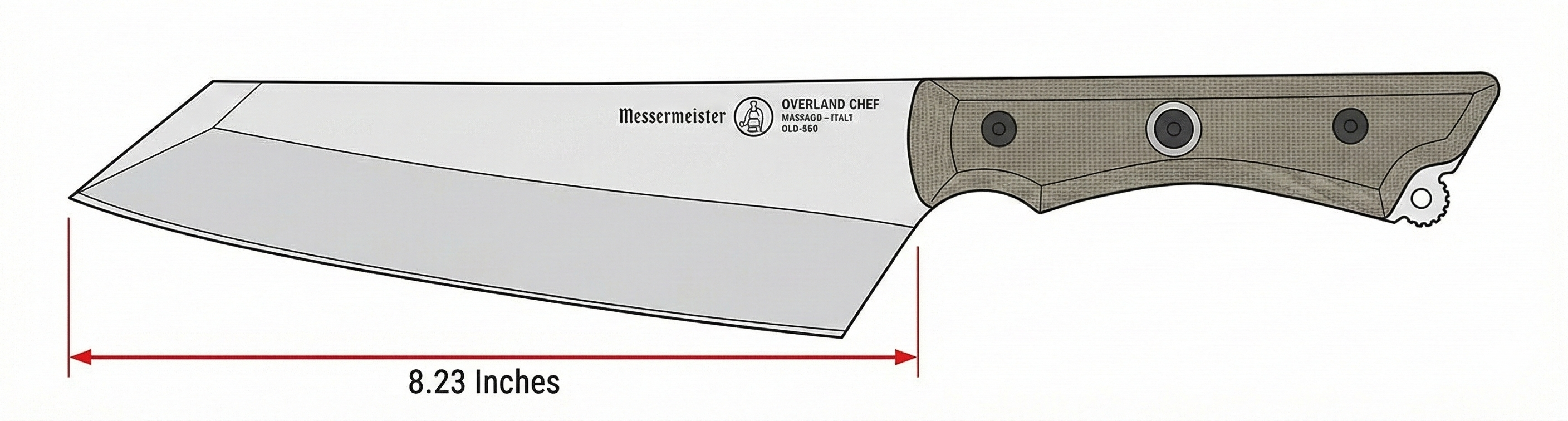 Messermeister Overland Chef 8” Chef’s Knife - Nitro Cobalt Steel, Canvas Micarta Handle & Hidden Bottle Opener