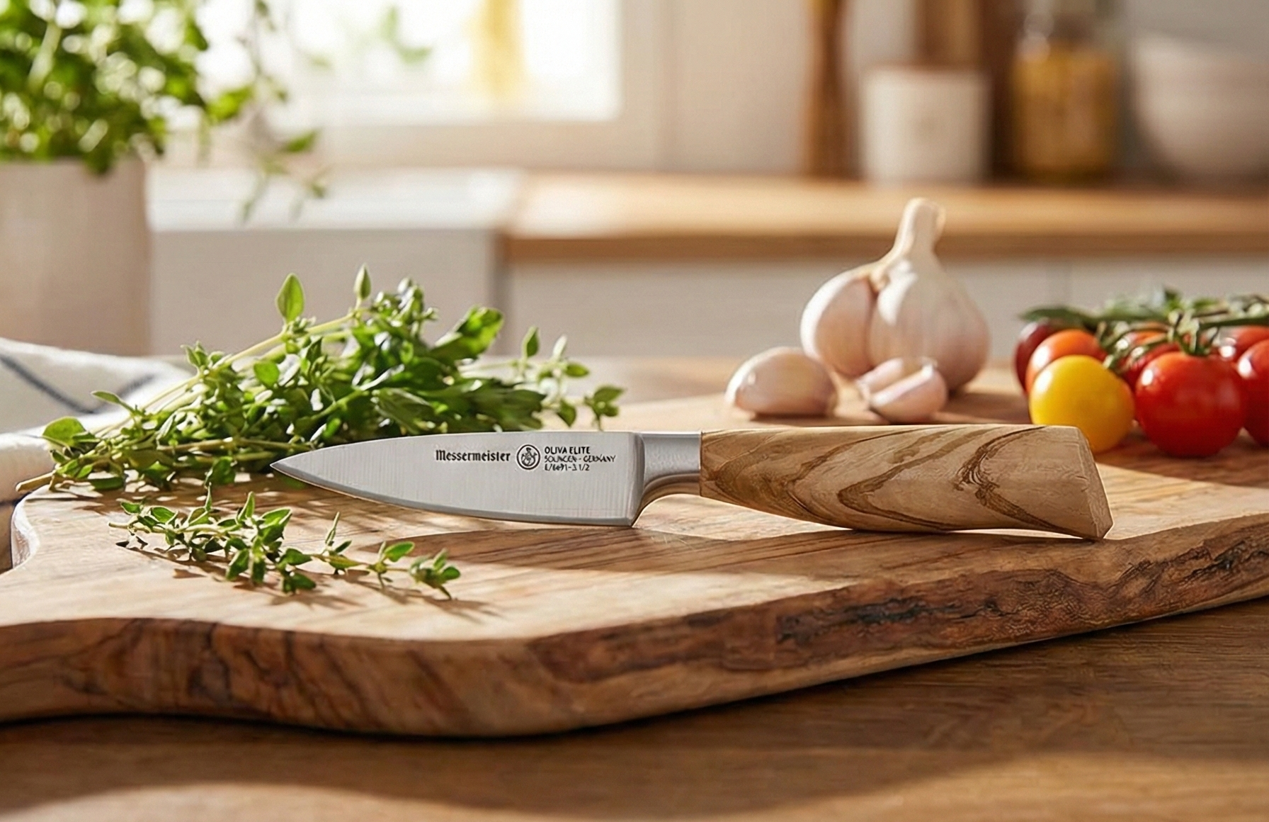 Messermeister Oliva Elite 3.5” Paring Knife - Fine German Steel Alloy Blade & Natural Mediterranean Olive Wood Handle - Rust Resistant & Easy to Maintain
