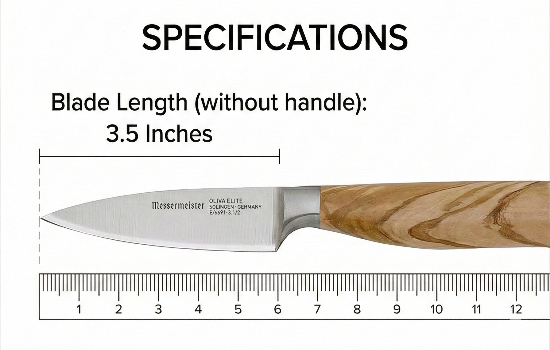 Messermeister Oliva Elite 3.5” Paring Knife - Fine German Steel Alloy Blade & Natural Mediterranean Olive Wood Handle - Rust Resistant & Easy to Maintain
