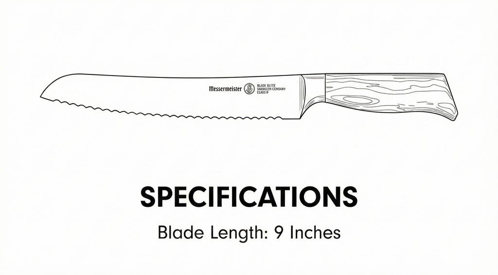 Messermeister Oliva Elite 9” Scalloped Bread Knife - Fine German Steel Alloy Blade & Natural Mediterranean Olive Wood Handle - Rust Resistant & Easy to Maintain