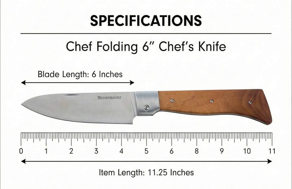 Messermeister Adventure Chef Folding 6” Chef’s Knife - German Steel & Carbonized Maple Handle - Rust Resistant & Easy to Maintain