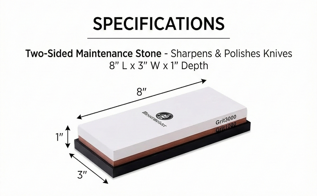 Messermeister Two-Sided Maintenance Stone - Sharpens & Polishes Knives - 1000 & 3000 Grit - Clog-Free Surface & Silicone Base for Secure Sharpening