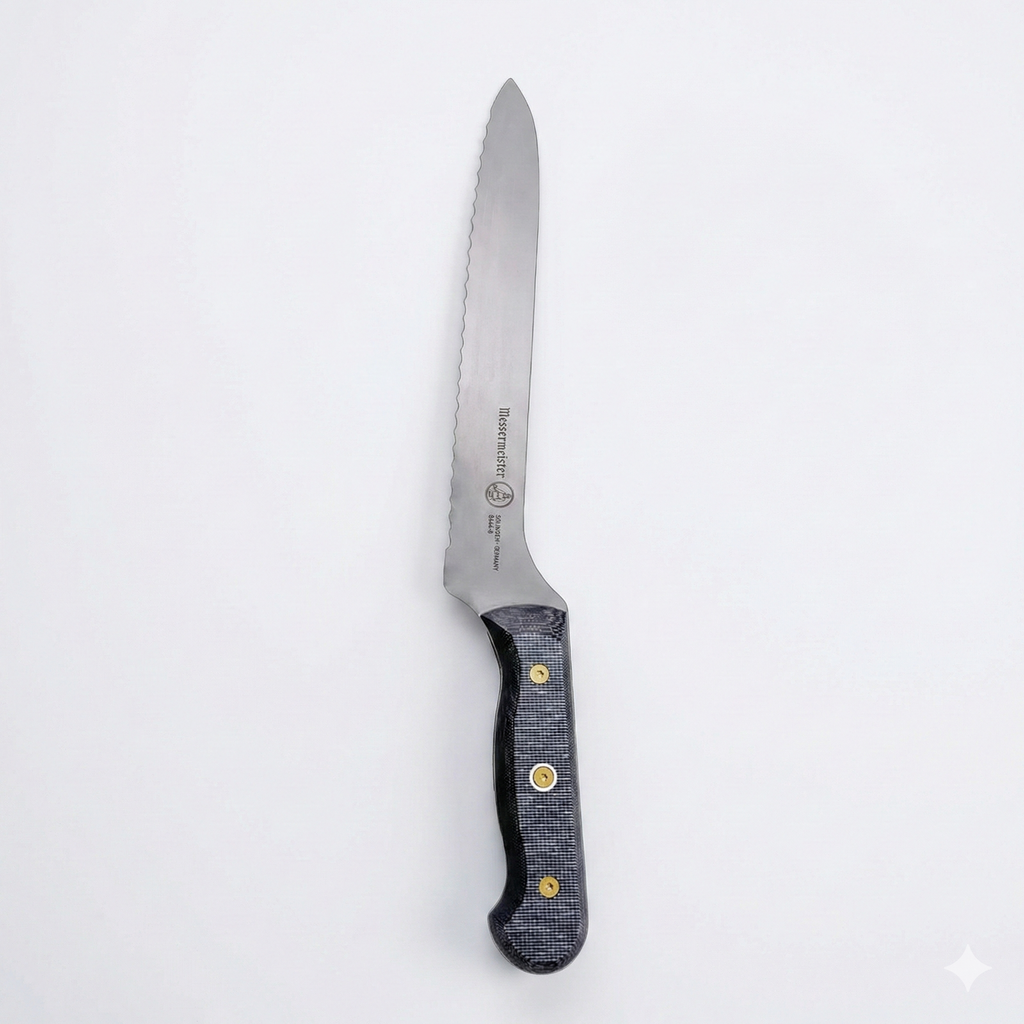 Messermeister Custom 8” Offset Scalloped Knife - X50 German Stainless Steel - Rust Resistant & Easy to Maintain - Made in Solingen, Germany