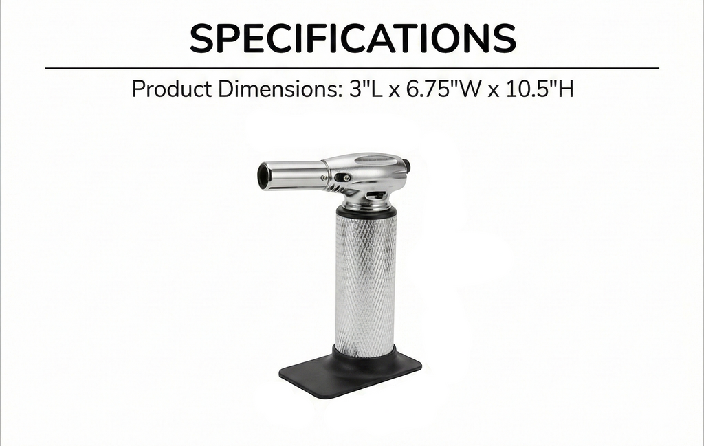 Messermeister Cheflamme Culinary Torch - Up to 2,000 Degrees Fahrenheit & 200 Minute Burn Time - Self-igniting Piezo Ignition - Child-Proof Safety Lock - Fuel Sold Separately