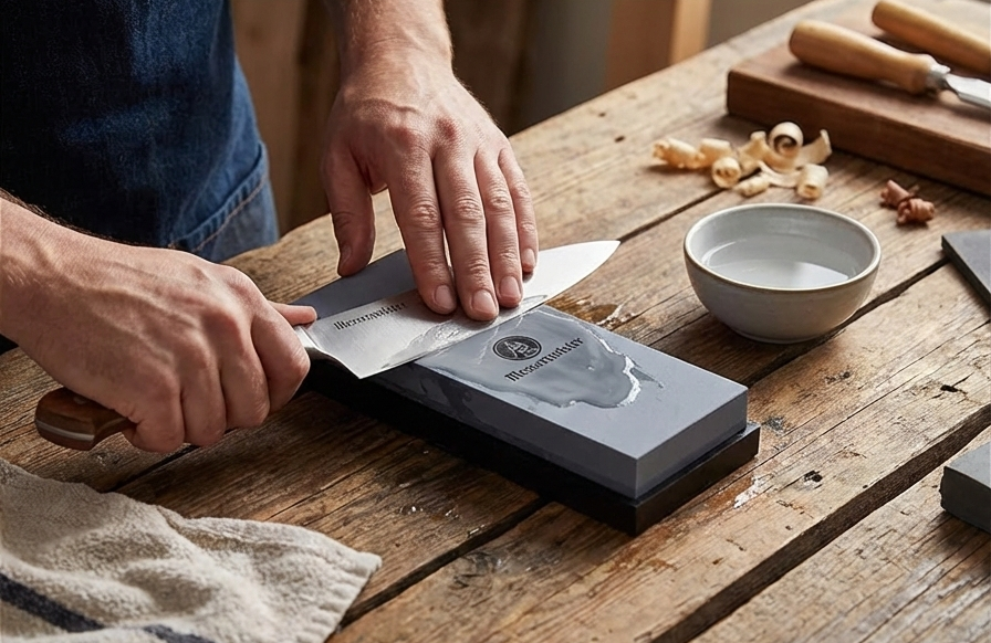 Messermeister Two-Sided Restoration Stone - Sharpens & Polishes Knives - 400 & 1000 Grit - Clog-Free Surface & Silicone Base for Secure Sharpening