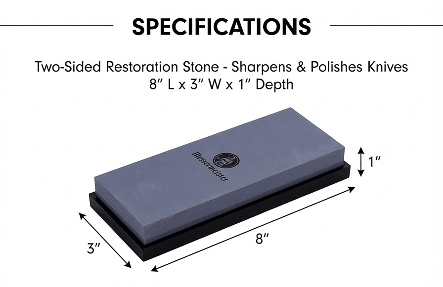 Messermeister Two-Sided Restoration Stone - Sharpens & Polishes Knives - 400 & 1000 Grit - Clog-Free Surface & Silicone Base for Secure Sharpening