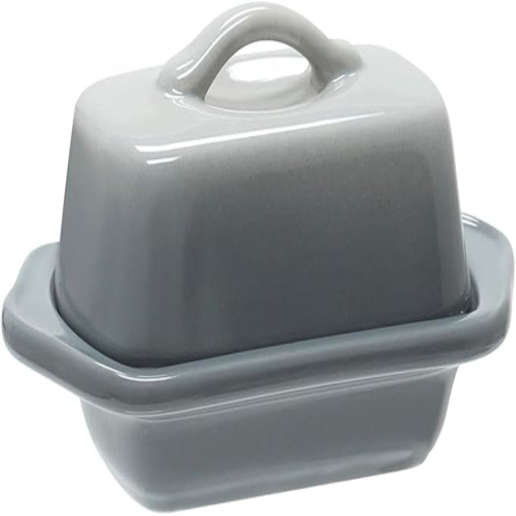Chantal Ceramic Mini Covered Butter Dish, 5 inch, Fade Grey