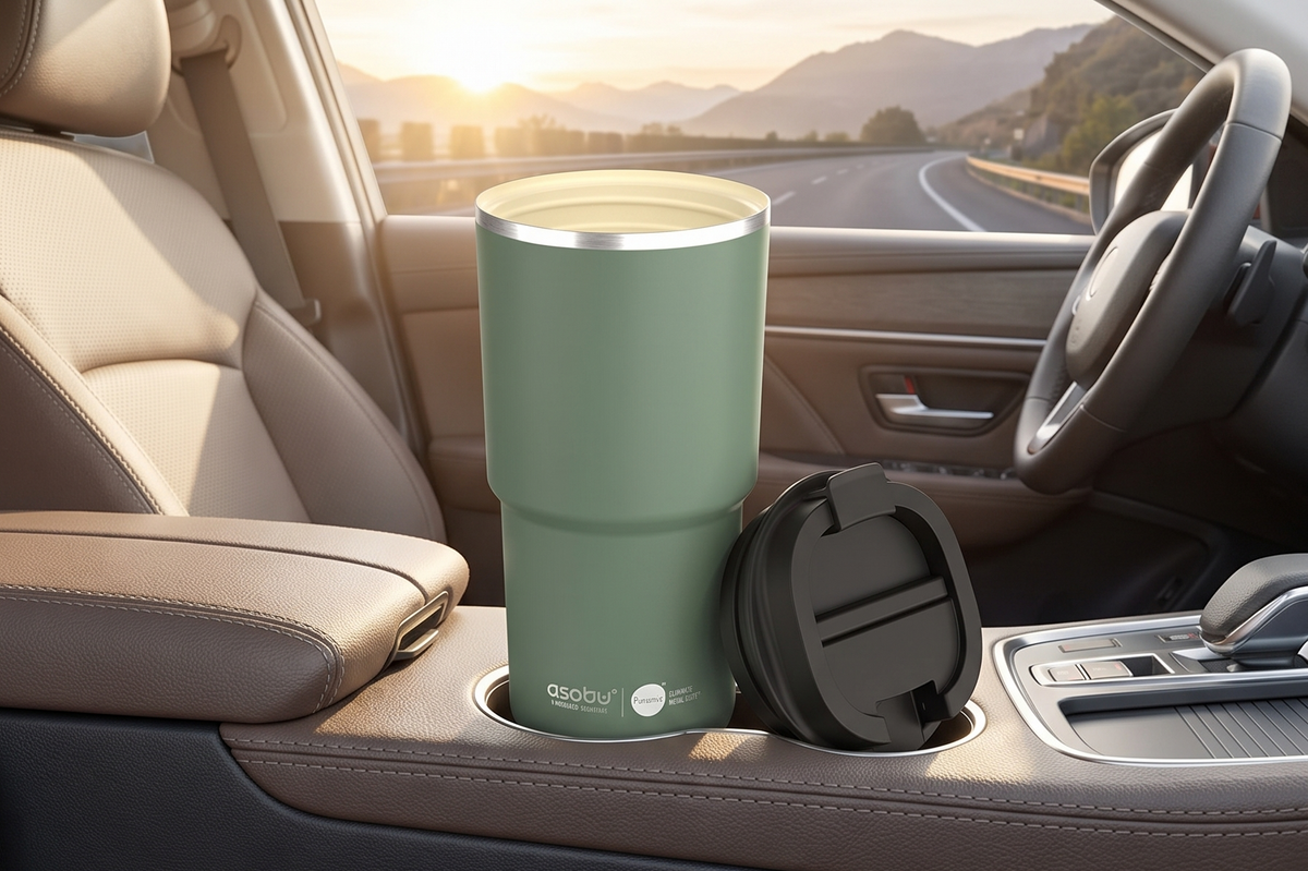 asobu 22oz Extra Large Ceramic Lined Travel Mug with No Metal Taste Keeps Flavors True Double Wall Vacuum Insulated Coffee Mug with Spill Proof Pop Open Lid for Hot Drinks