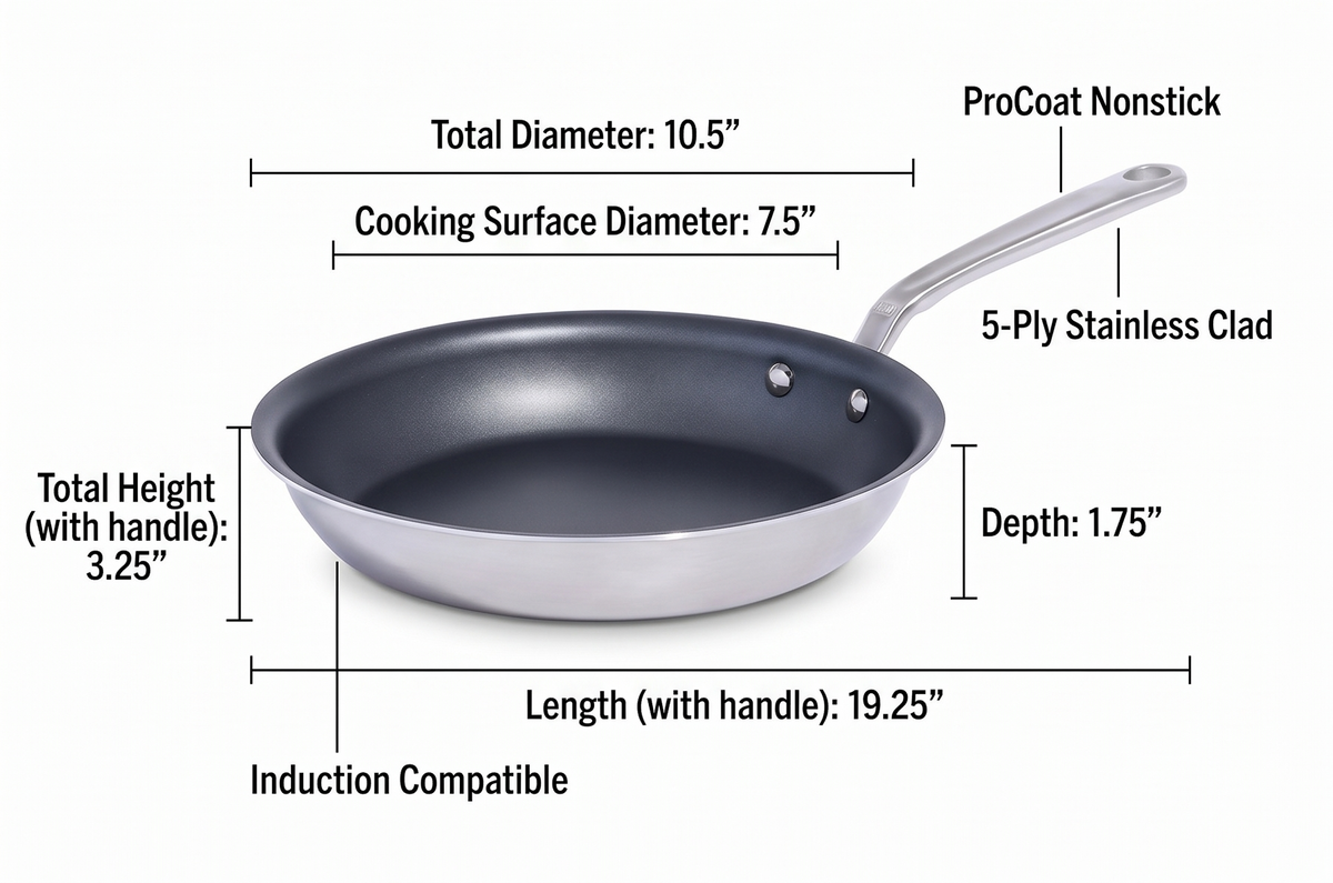 Made In Cookware - ProCoat 10" Non Stick Frying Pan (Graphite) - 5 Ply Stainless Clad Nonstick - Professional Cookware - Induction Compatible