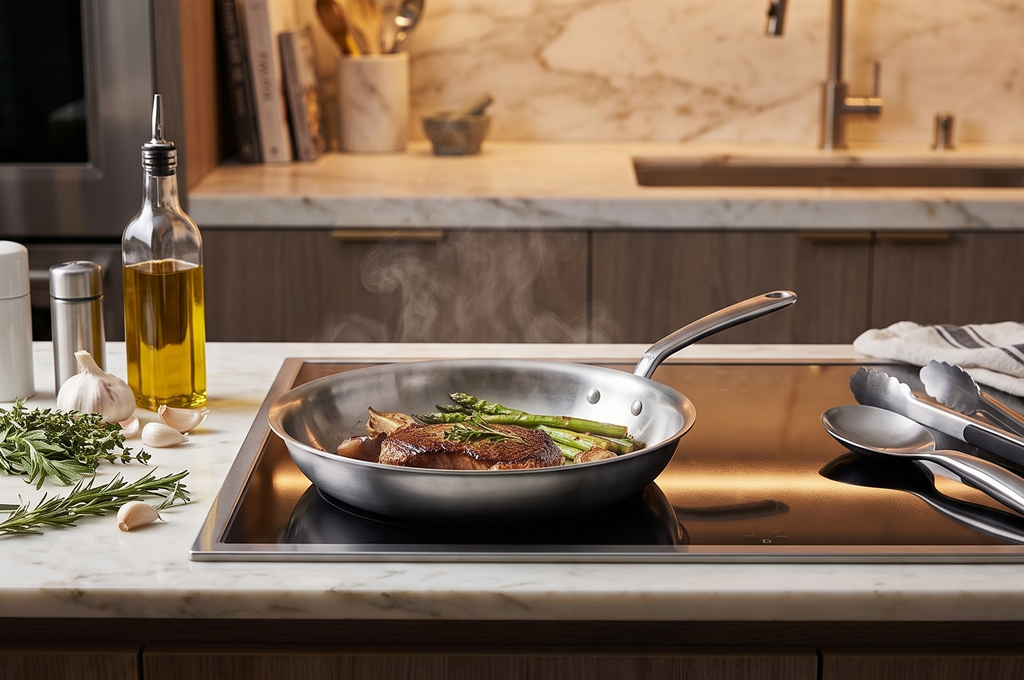 Made In Cookware - 12-Inch Stainless Steel Frying Pan - 5 Ply Stainless Clad - Professional Cookware - Crafted in Italy - Induction Compatible
