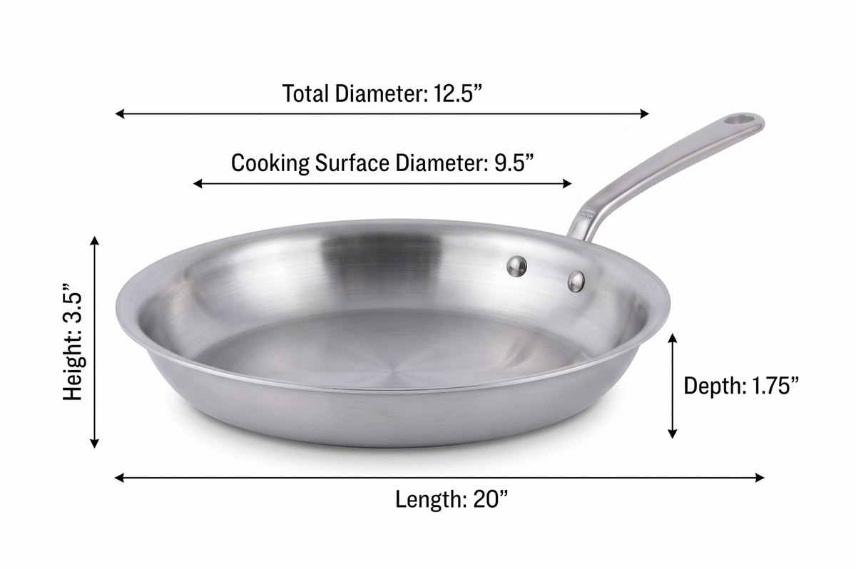 Made In Cookware - 12-Inch Stainless Steel Frying Pan - 5 Ply Stainless Clad - Professional Cookware - Crafted in Italy - Induction Compatible