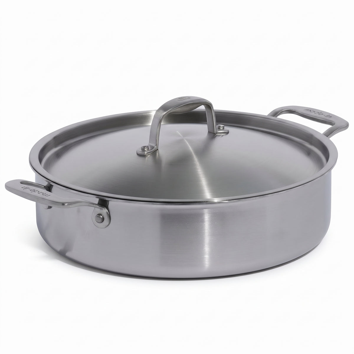 Made In Cookware - 6 Quart Stainless Steel Rondeau Pot w/Lid - 5 Ply Stainless Clad - Professional Cookware - Crafted in Italy - Induction Compatible