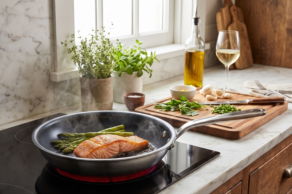 Made In Cookware - ProCoat 8" Non Stick Frying Pan (Graphite) - 5 Ply Stainless Clad Nonstick - Professional Cookware - Crafted in Italy - Induction Compatible