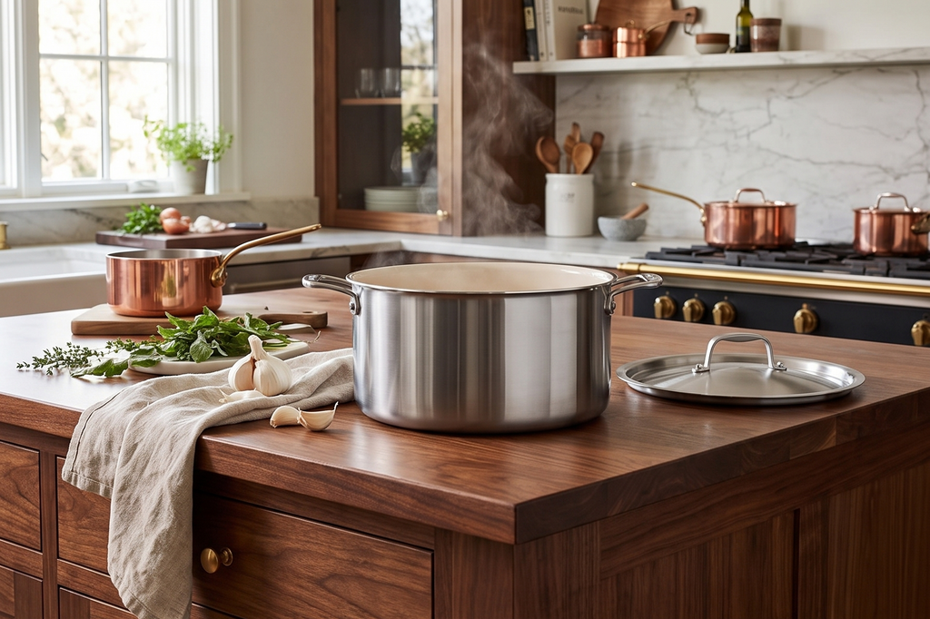 Made In Cookware - 8 QT CeramiClad Non Stick Stock Pot with Lid - 5-Ply Stainless Clad with Stay-Cool Handle - Professional Cookware - Crafted in Italy - Induction Compatible