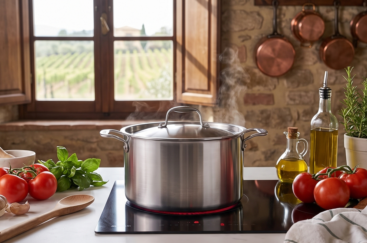 Made In Cookware - 8 Quart Stainless Steel Stock Pot With Lid - 5 Ply Stainless Clad - Professional Cookware - Crafted in Italy - Induction Compatible