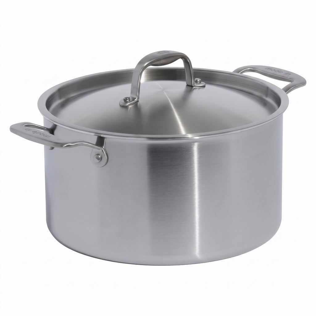 Made In Cookware - 8 Quart Stainless Steel Stock Pot With Lid - 5 Ply Stainless Clad - Professional Cookware - Crafted in Italy - Induction Compatible