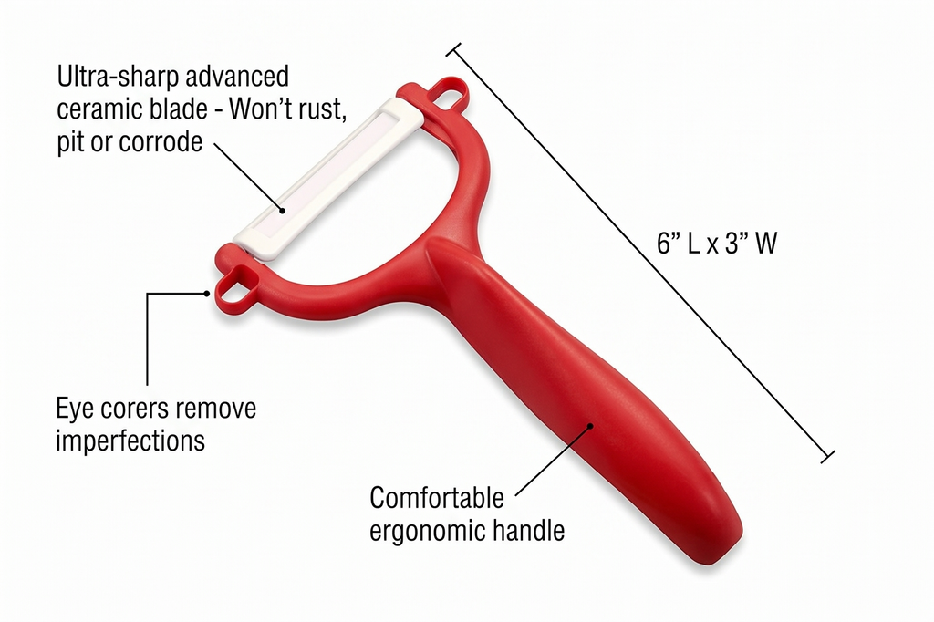 Kyocera Advanced Ceramic Horizontal Y Peeler, Red