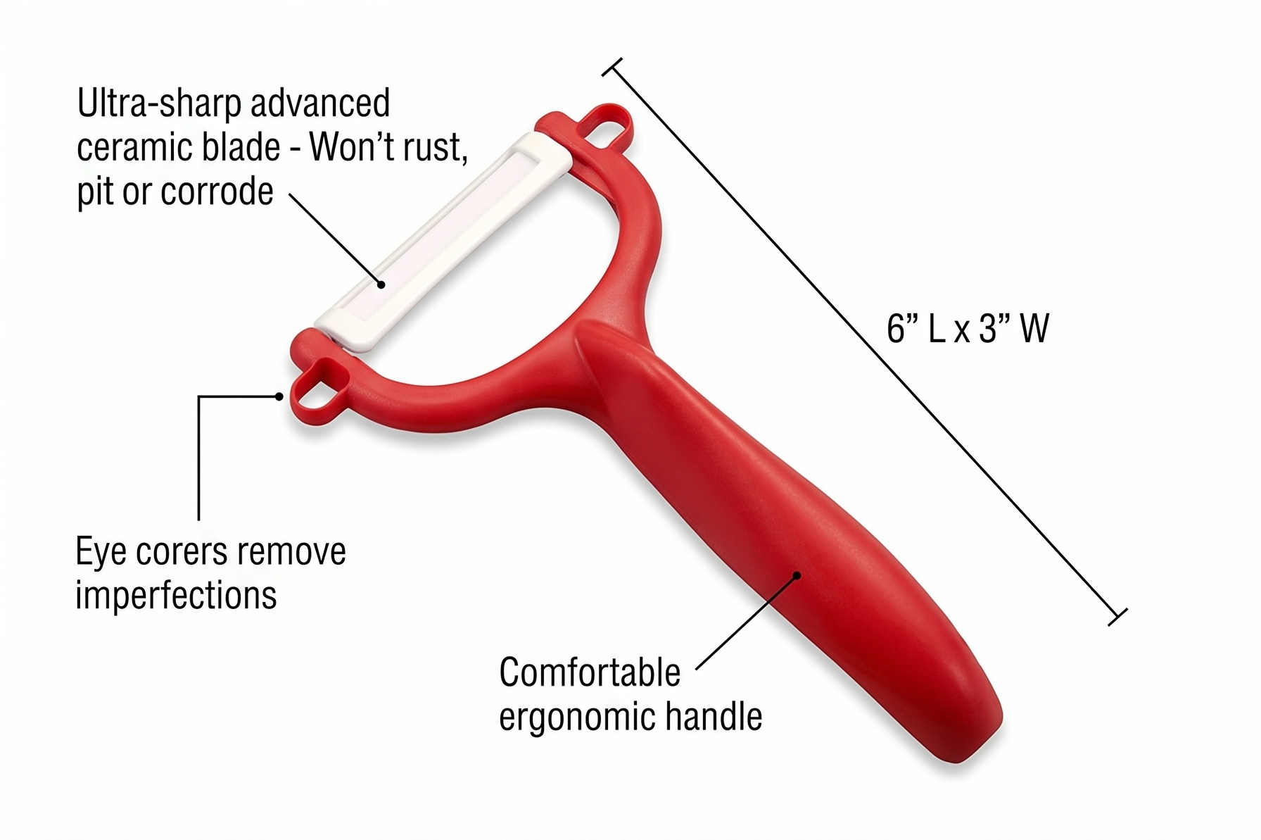 Kyocera Advanced Ceramic Horizontal Y Peeler, Red