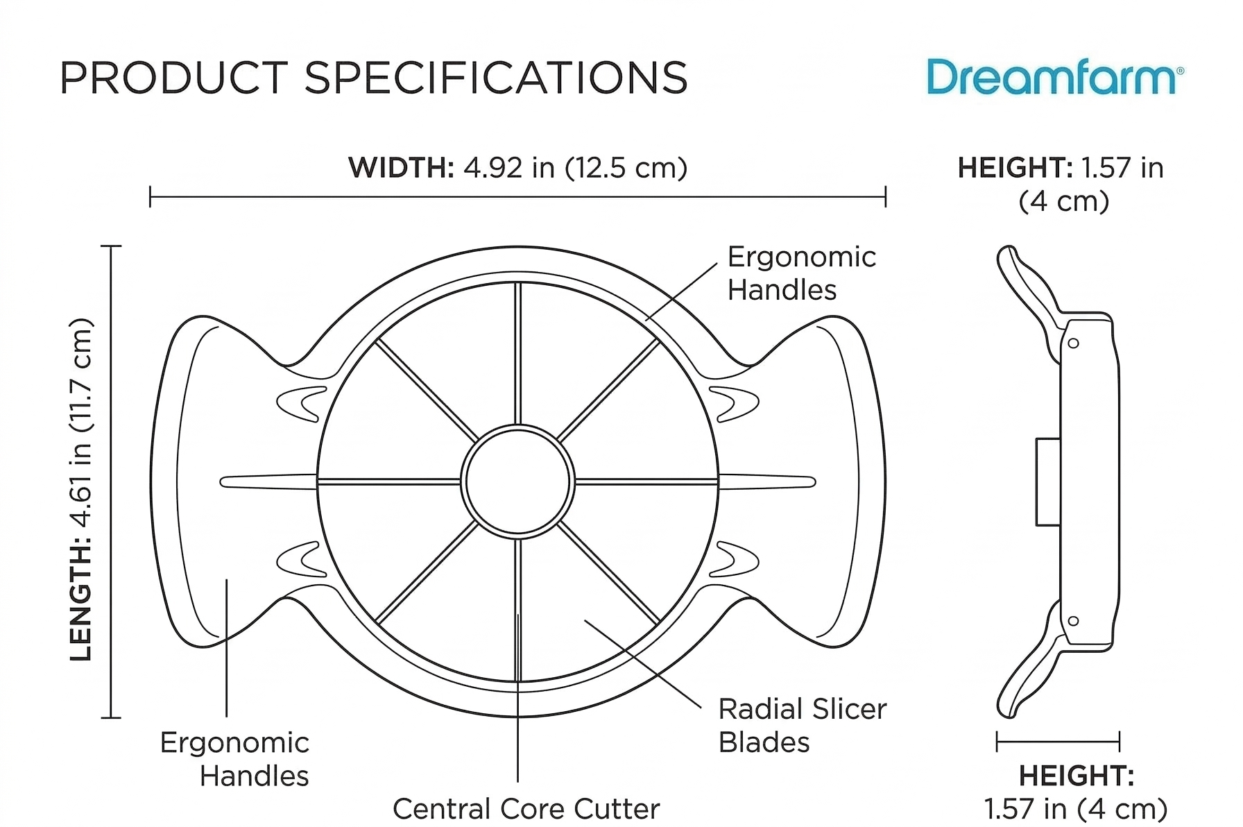 Dreamfarm Flapple Fold-Flat, Space-Saving Apple Corer & 8-Piece Apple Slicer - Red