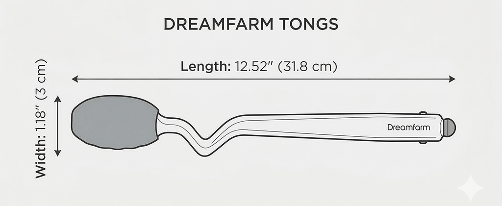 Dreamfarm Clongs Grippy Silicone & Stainless Steel Kitchen Cooking Tongs with Click-Lock Open & Close - 12" Black