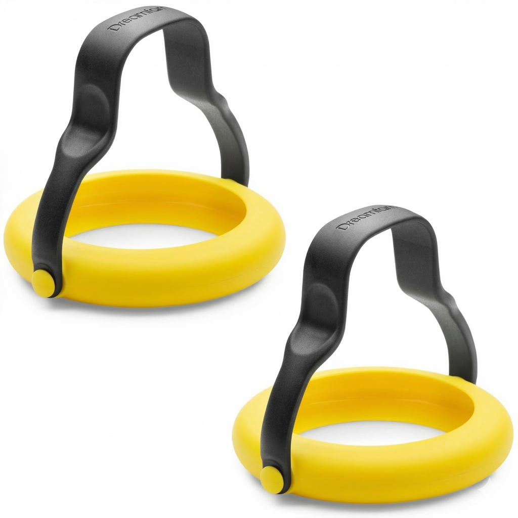 Dreamfarm Flegg 3-In-1 Flexible Silicone Egg Rings, Flippers, & Servers Safe on Non-Stick - Pack of 2, Yellow/Black
