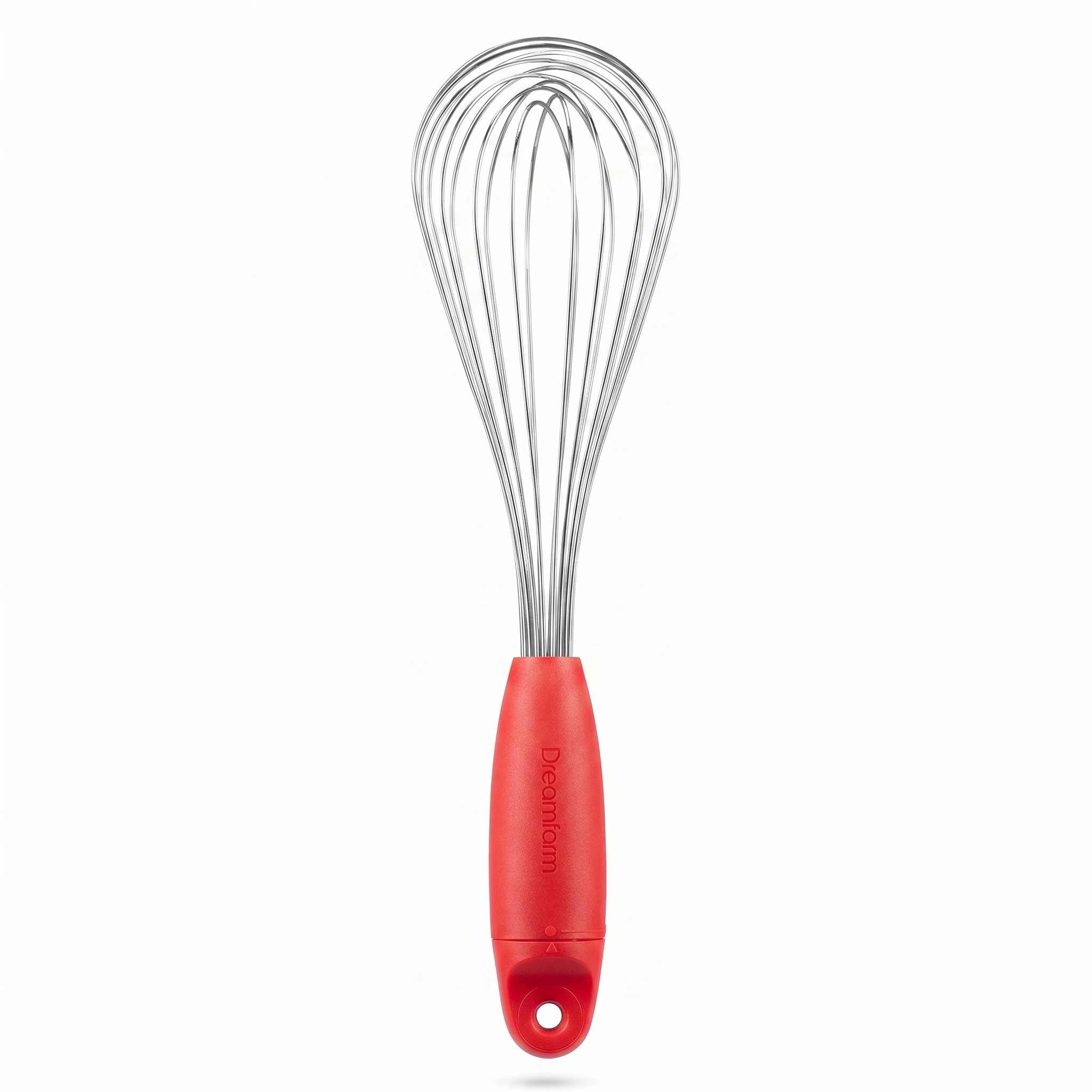 Dreamfarm Flisk 3-in-1 Fold-Flat, Space-Saving Baking, Cooking, Sauce & Deglazing Stainless Steel Balloon Whisk - 12" Red"