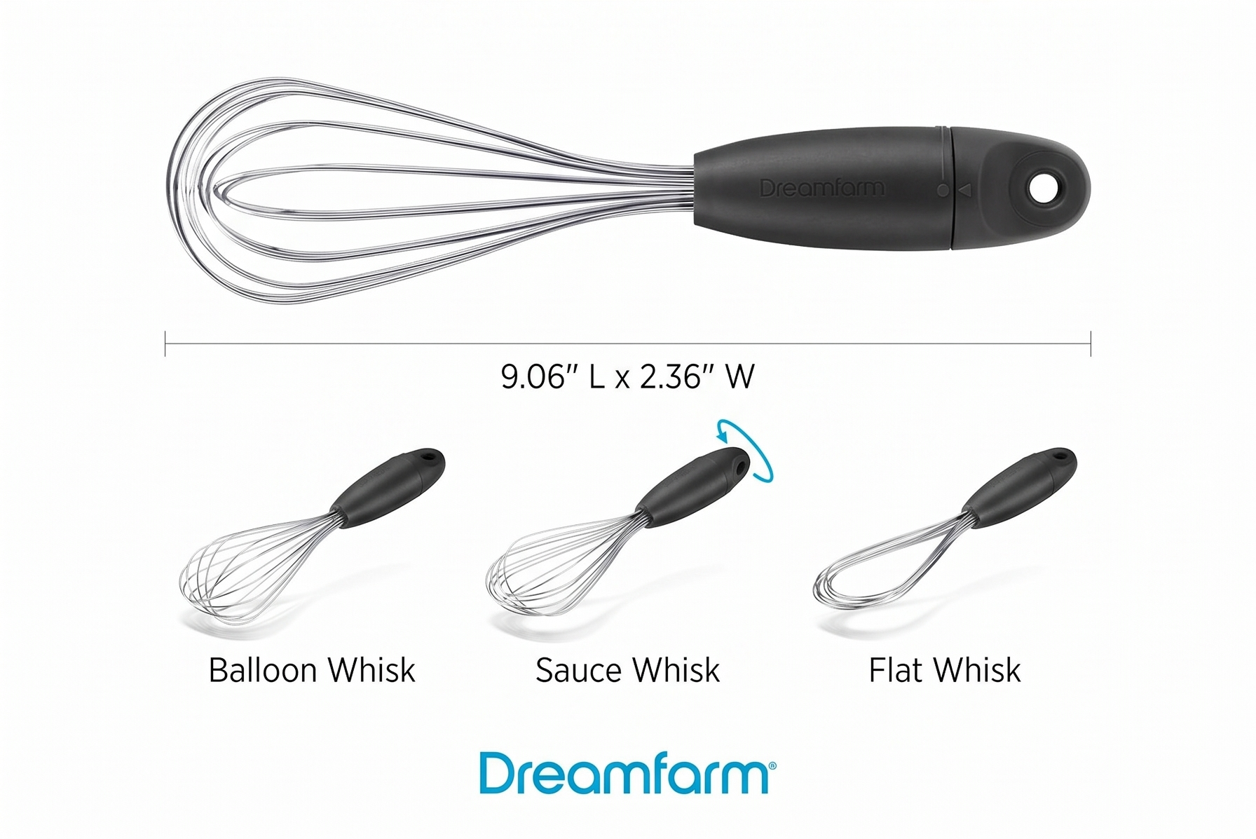 Dreamfarm Black/Silver Polypropylene/Stainless Steel Mini Flisk