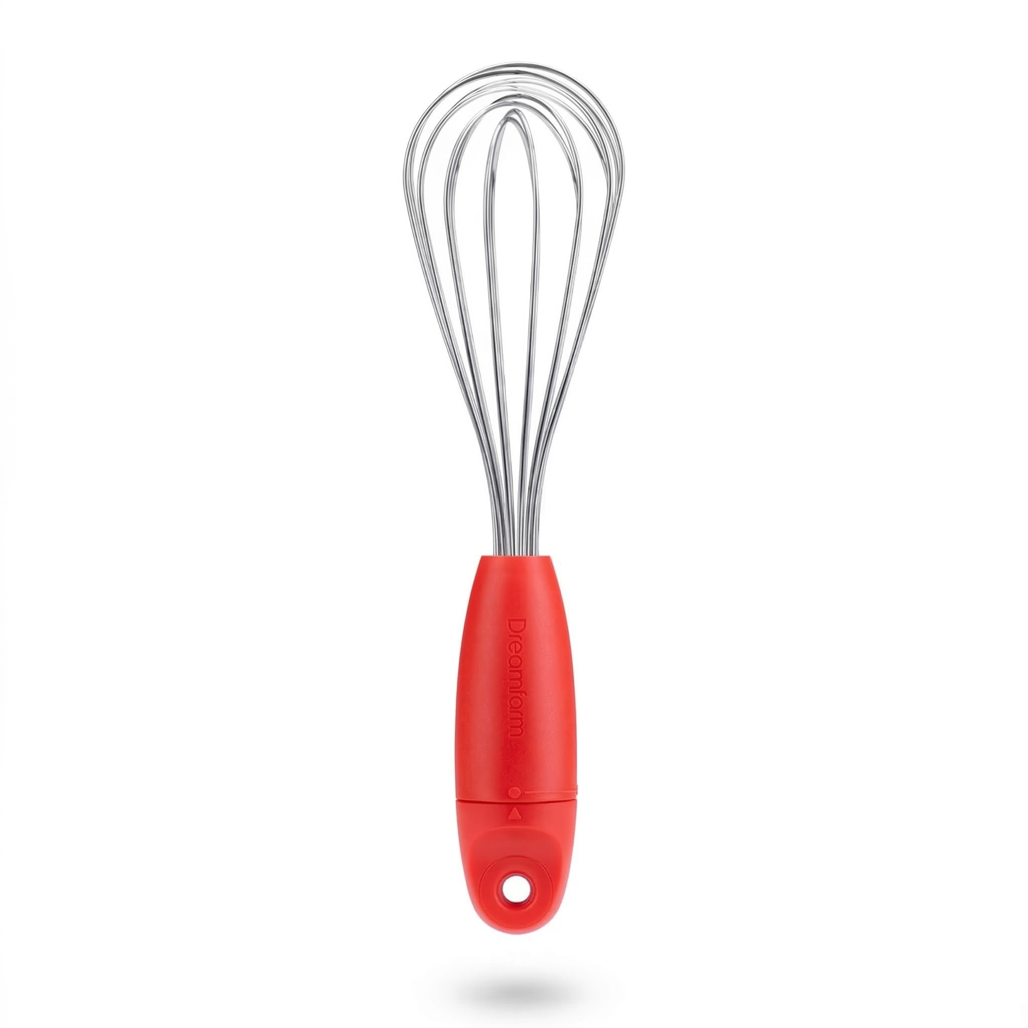 Dreamfarm Mini Flisk 3-in-1 Fold-Flat, Space-Saving Baking & Cooking Balloon Whisk, Sauce Whisk & Flat Deglazing Whisk, Stainless Steel - 9" Red