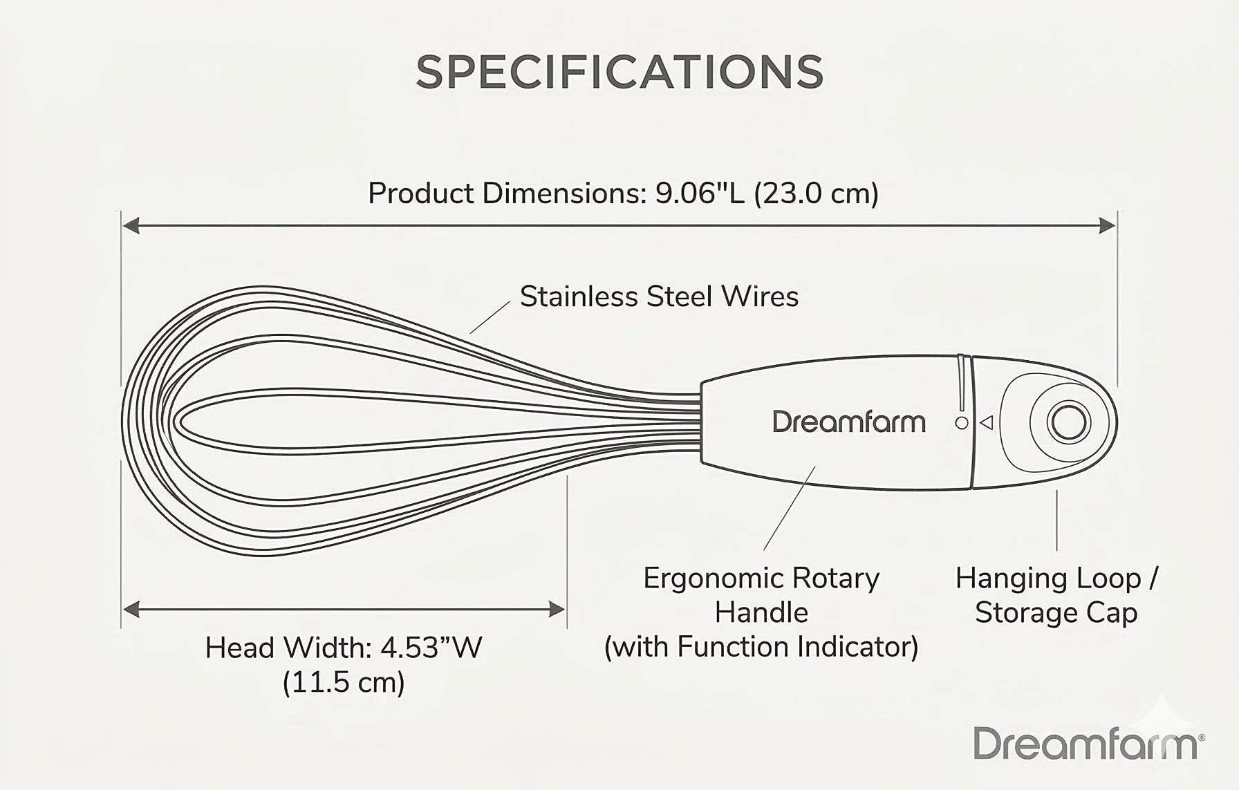 Dreamfarm Mini Flisk 3-in-1 Fold-Flat, Space-Saving Baking & Cooking Balloon Whisk, Sauce Whisk & Flat Deglazing Whisk, Stainless Steel - 9" Red